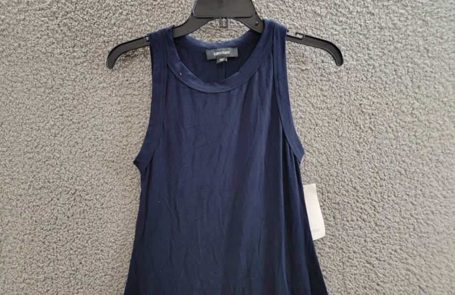 Karen Kane Fringe Hemline Dress Women's XS Navy Round Neck Pullover Style