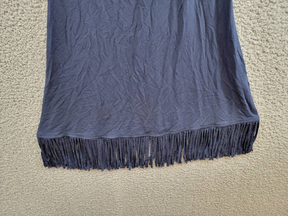 Karen Kane Fringe Hemline Dress Women's XS Navy Round Neck Pullover Style