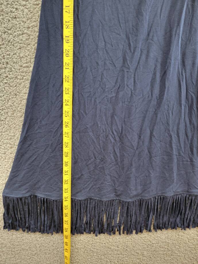 Karen Kane Fringe Hemline Dress Women's XS Navy Round Neck Pullover Style