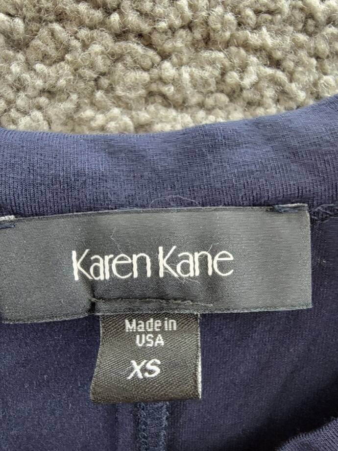 Karen Kane Fringe Hemline Dress Women's XS Navy Round Neck Pullover Style