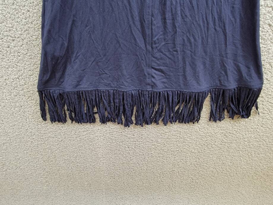 Karen Kane Fringe Hemline Dress Women's XS Navy Round Neck Pullover Style