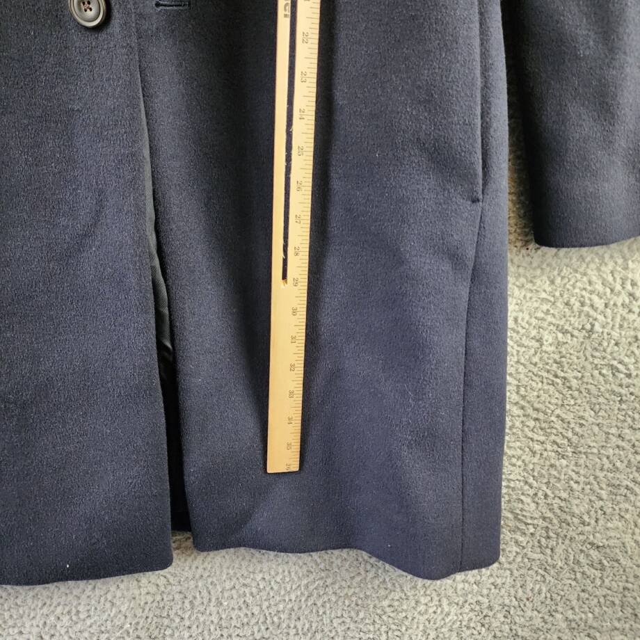 Vince Classic Button Front Overcoat Men's XL Dark Navy Notch Lapel Side Pockets