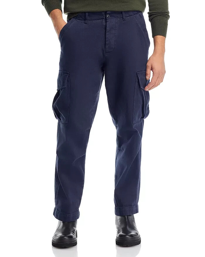 Officine Générale Kenny Pigment Dye Cargo Pants Men's 54 Dark Navy Zip & Button