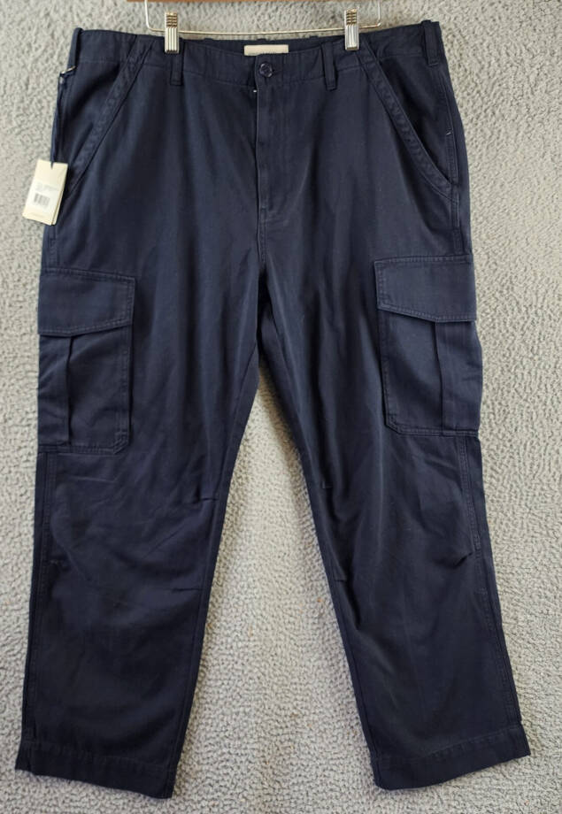 Officine Générale Kenny Pigment Dye Cargo Pants Men's 54 Dark Navy Zip & Button