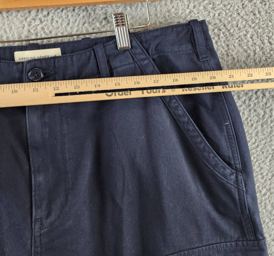 Officine Générale Kenny Pigment Dye Cargo Pants Men's 54 Dark Navy Zip & Button