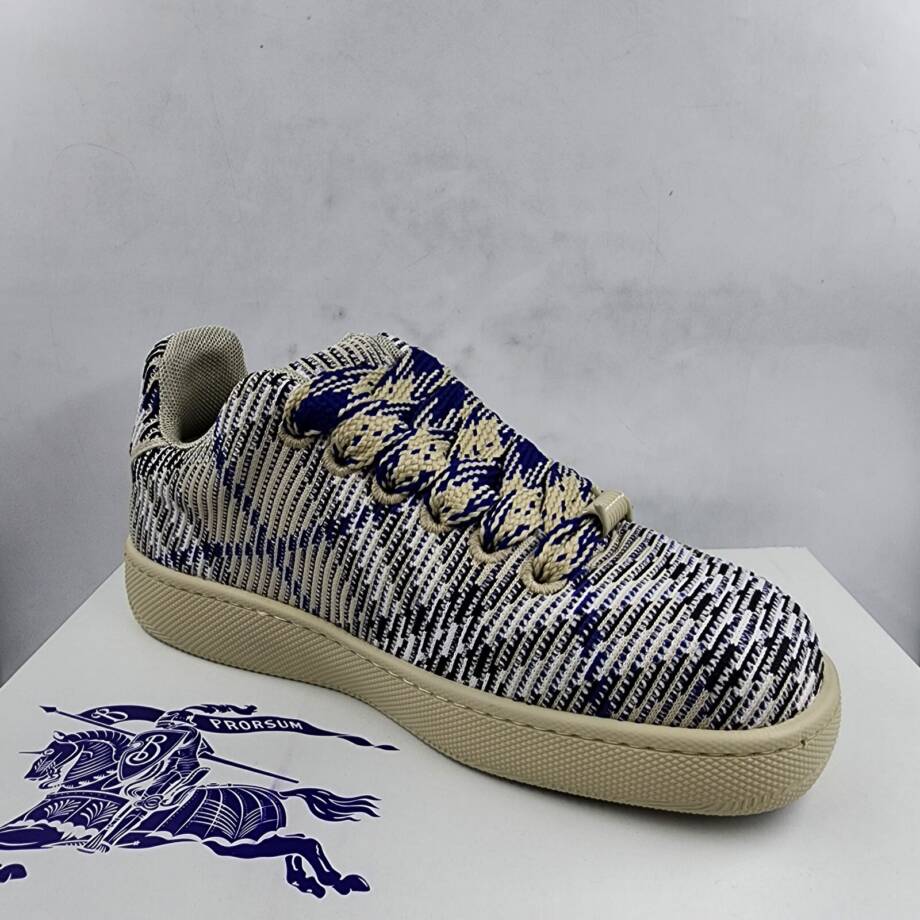 Burberry Check Knit Box Sneakers Men's 43.5/10.5 US Lichen Multi Lace Up Closure