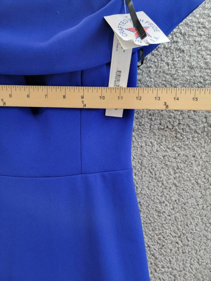 AQUA Formal Off-the-Shoulder Scuba Crepe Gown Women's 0 Marine Back Zip Closure