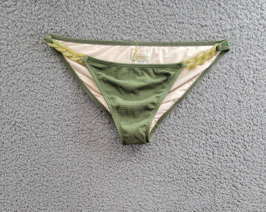 Shoshanna Elasticized wWaist Chain Bikini Bottom Women's XL Olive Pullon Style