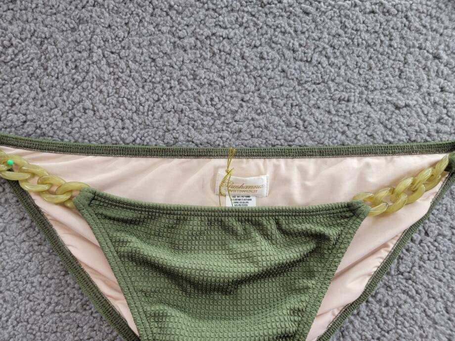 Shoshanna Elasticized wWaist Chain Bikini Bottom Women's XL Olive Pullon Style