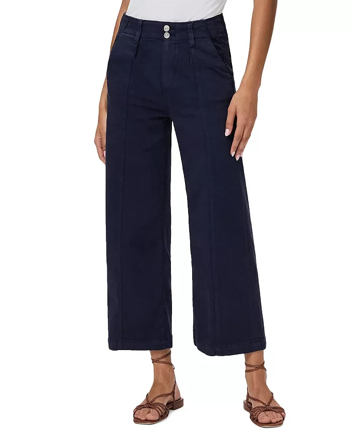 PAIGE Brooklyn High Rise Cropped Wide Leg Pants Women's 24 Vintage Cosmic Navy