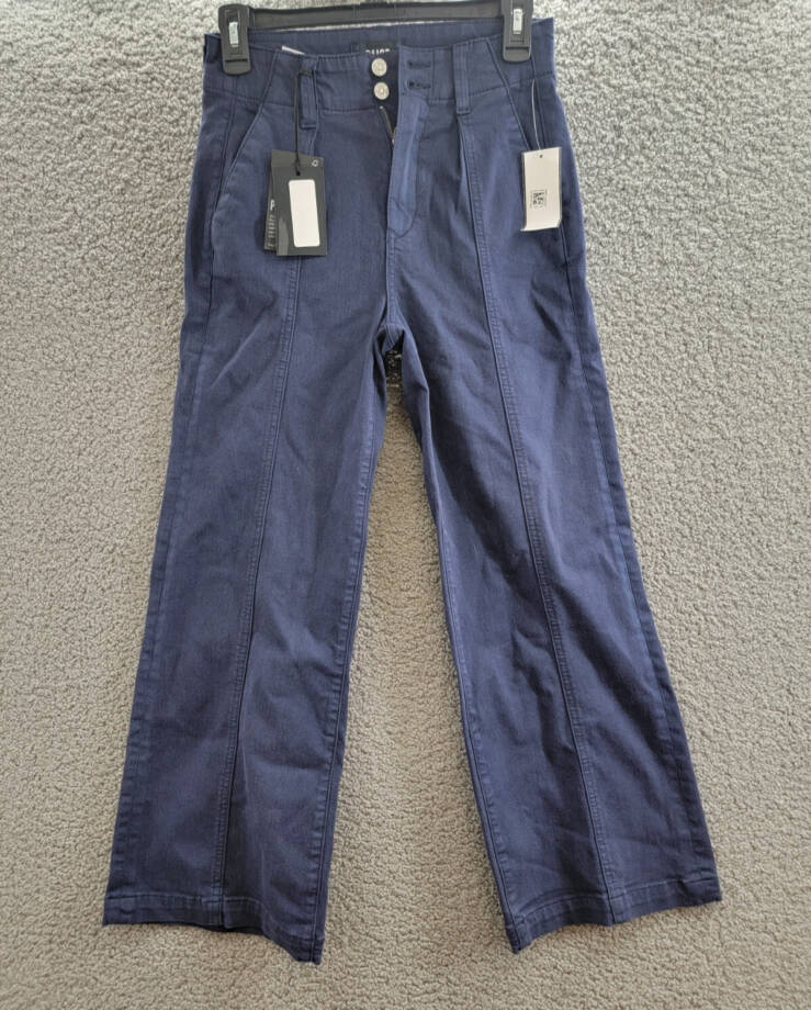 PAIGE Brooklyn High Rise Cropped Wide Leg Pants Women's 24 Vintage Cosmic Navy