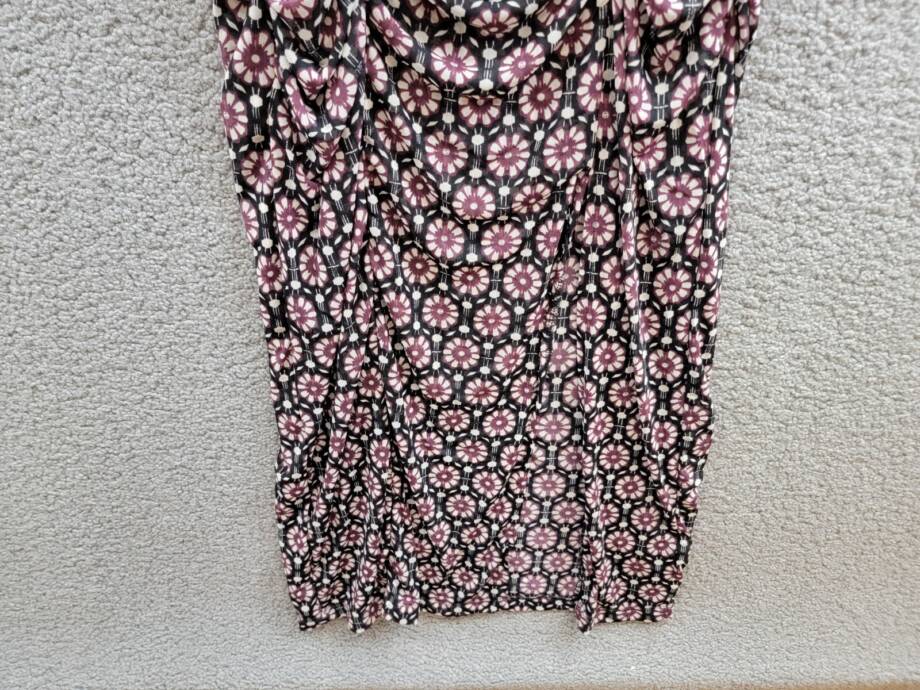 Free People Briella Floral Ruched Midi Dress Women's M Black Scoop Neck Pullover