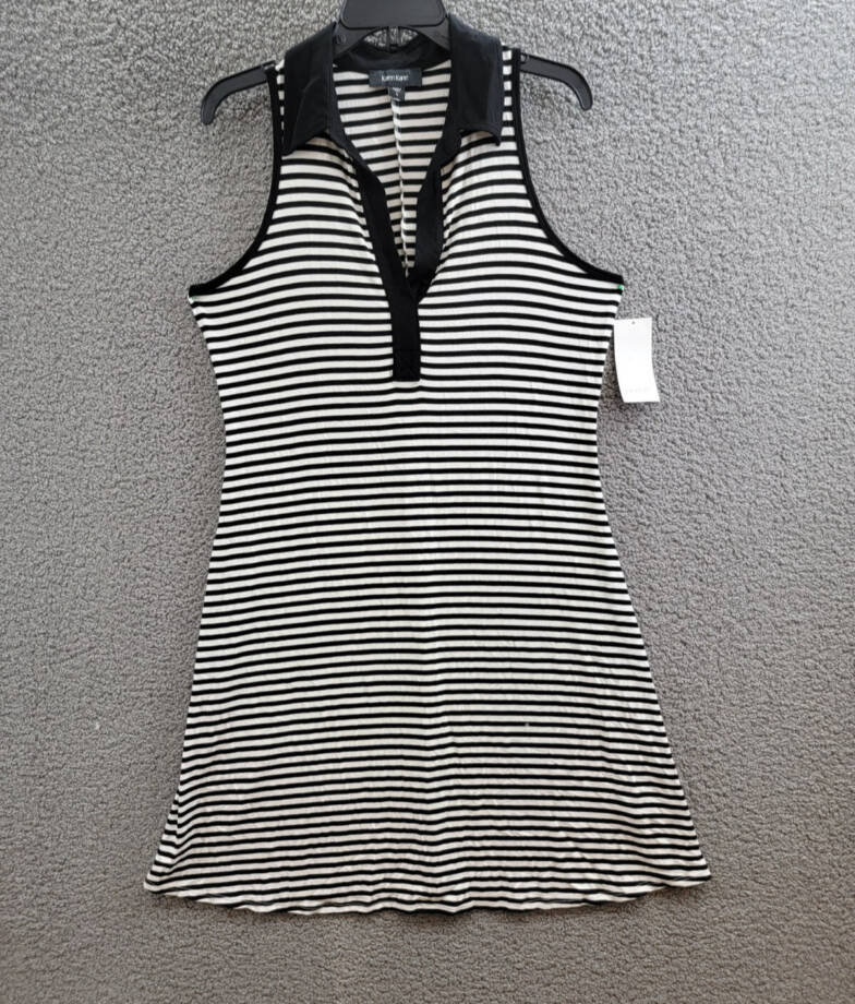 Karen Kane Sleeveless Contrast Collar Dress Women's Large Stripe Pullover Style