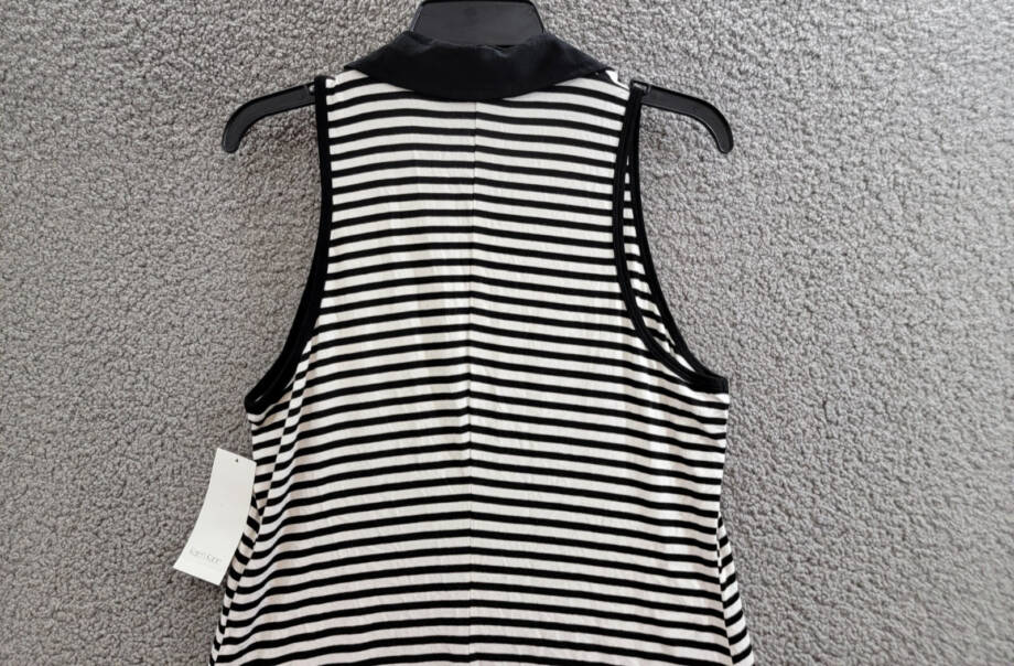 Karen Kane Sleeveless Contrast Collar Dress Women's Large Stripe Pullover Style