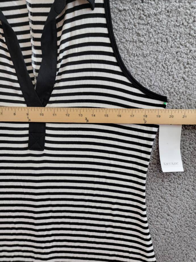 Karen Kane Sleeveless Contrast Collar Dress Women's Large Stripe Pullover Style