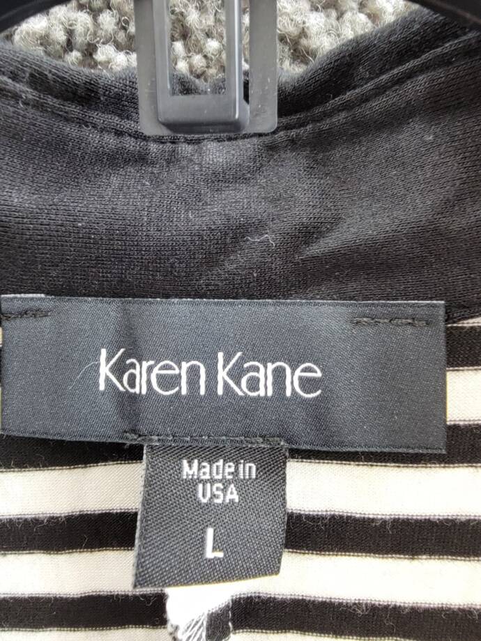 Karen Kane Sleeveless Contrast Collar Dress Women's Large Stripe Pullover Style