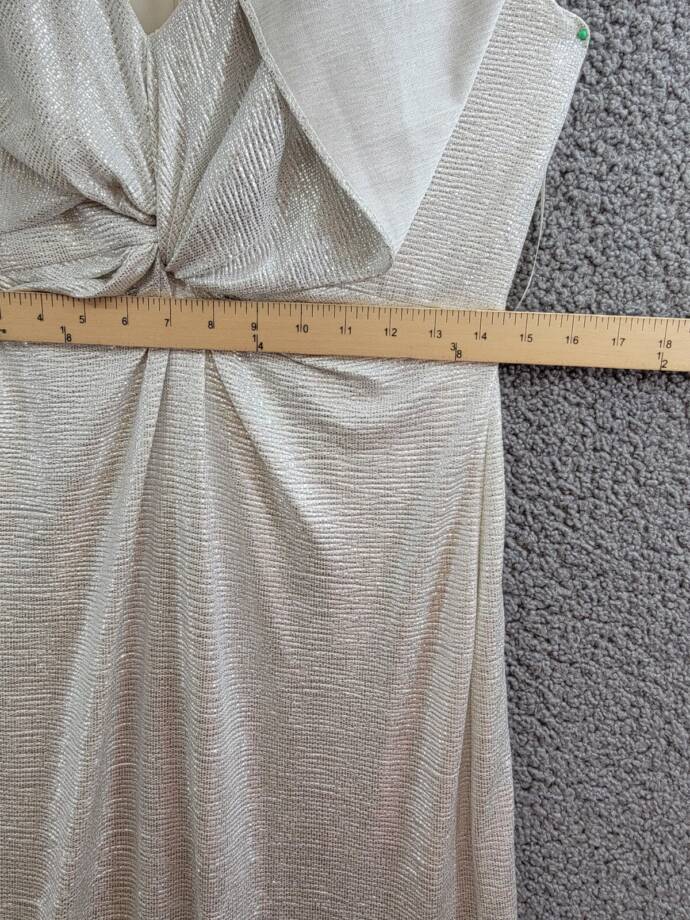 Lauren Ralph Lauren Twist-Front Cape-Overlay Gown Women's 8 Winter Cream V-Neck