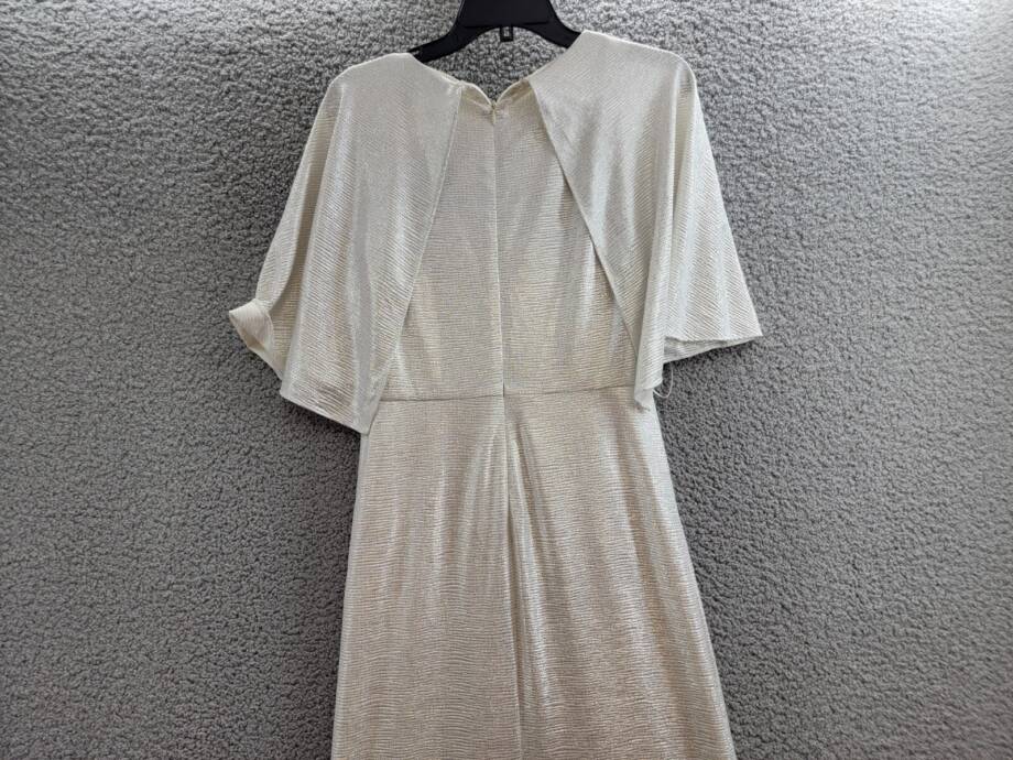 Lauren Ralph Lauren Twist-Front Cape-Overlay Gown Women's 8 Winter Cream V-Neck