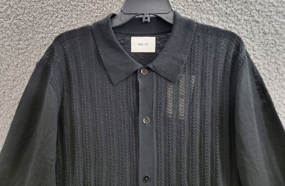 NN07 Spread Collar Knit Wool Blend Cardigan Sweater Men XL Black Button Closure