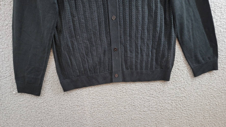 NN07 Spread Collar Knit Wool Blend Cardigan Sweater Men XL Black Button Closure
