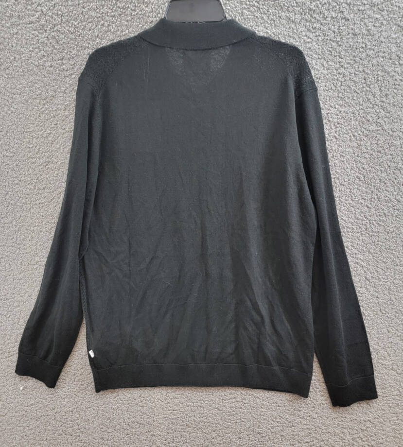 NN07 Spread Collar Knit Wool Blend Cardigan Sweater Men XL Black Button Closure