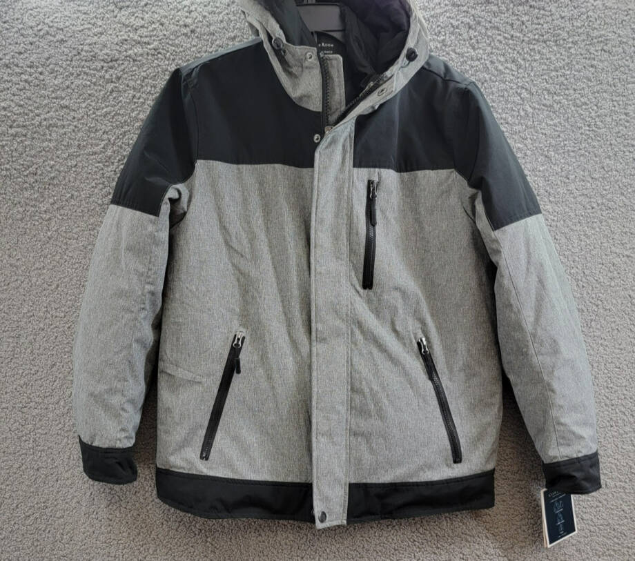 Club Room 3-in-1 Hooded Jacket Men's S Black/Gray Heather Snap Zip Closure L/S