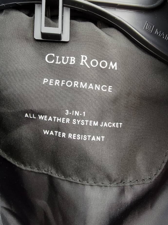 Club Room 3-in-1 Hooded Jacket Men's S Black/Gray Heather Snap Zip Closure L/S