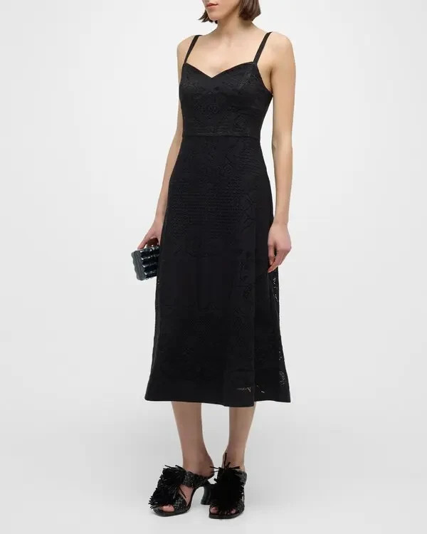 Kobi Halperin Willow Floral Lace Sweetheart Midi Dress Women's 4 Black Back Zip