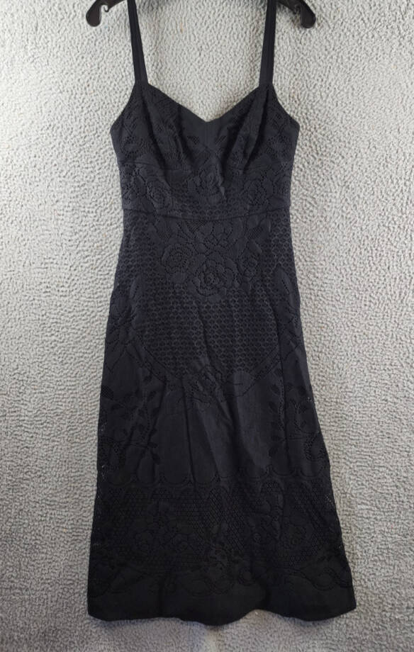 Kobi Halperin Willow Floral Lace Sweetheart Midi Dress Women's 4 Black Back Zip