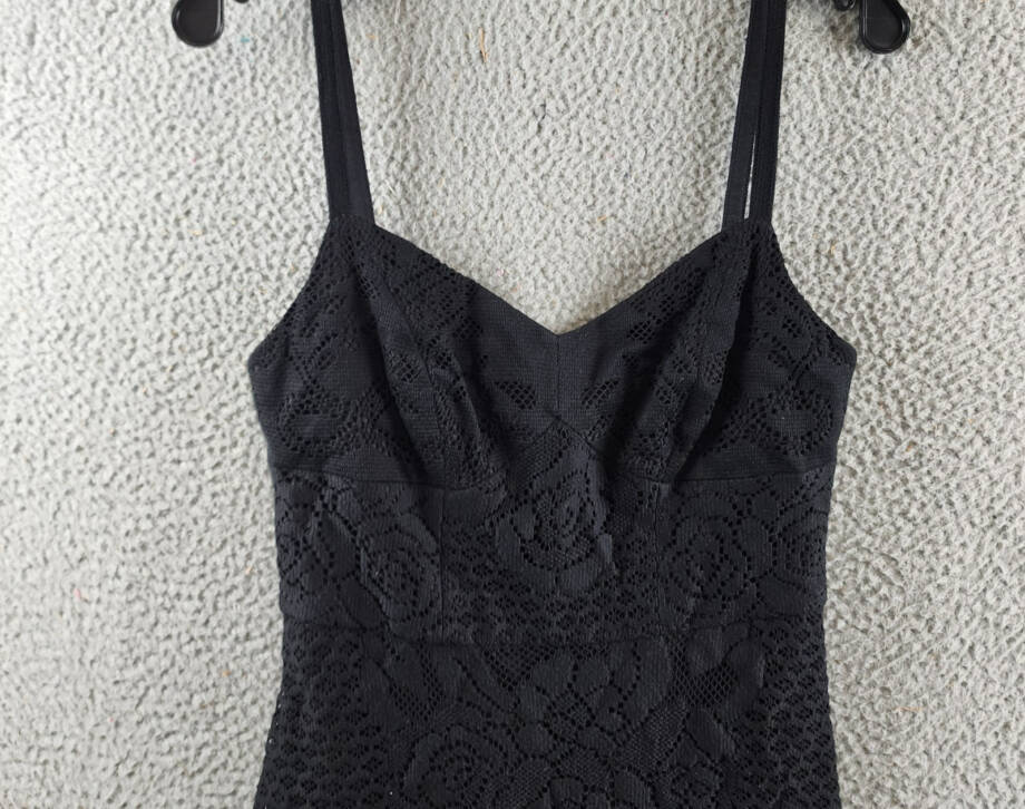 Kobi Halperin Willow Floral Lace Sweetheart Midi Dress Women's 4 Black Back Zip