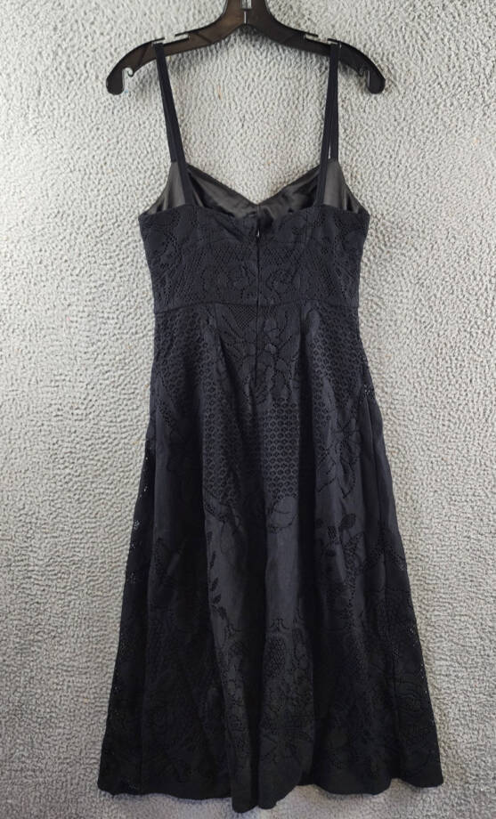 Kobi Halperin Willow Floral Lace Sweetheart Midi Dress Women's 4 Black Back Zip