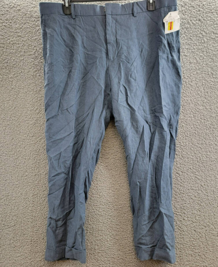 Polo Ralph Lauren Linen Pants Men's 40x30 Navy Heather Zip Hook & Bar Closure