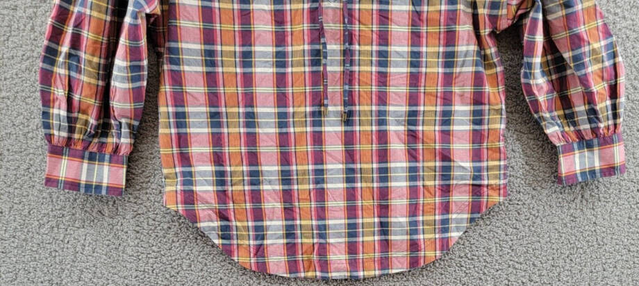 Lauren Ralph Lauren Madras Tie-Neck Blouse Women's S Multi Split Neck Pullover