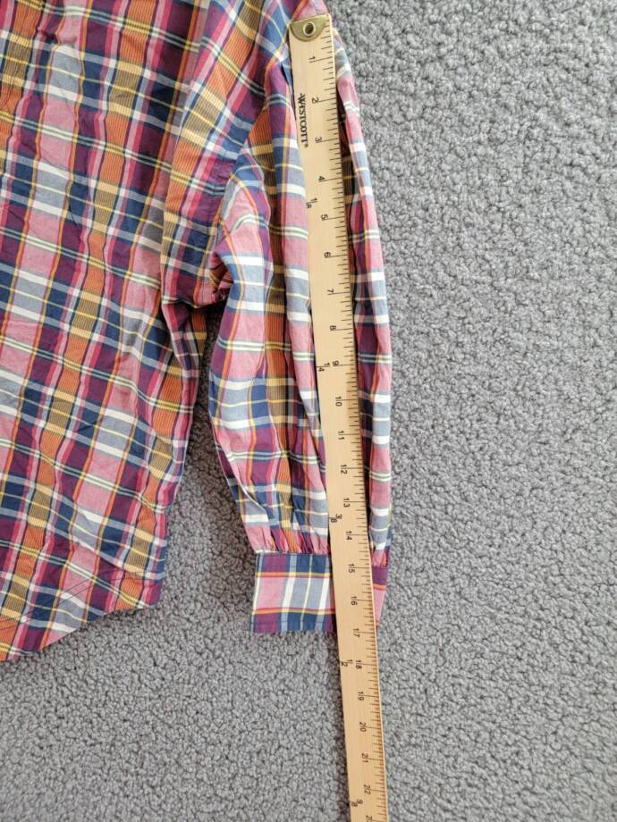 Lauren Ralph Lauren Madras Tie-Neck Blouse Women's S Multi Split Neck Pullover