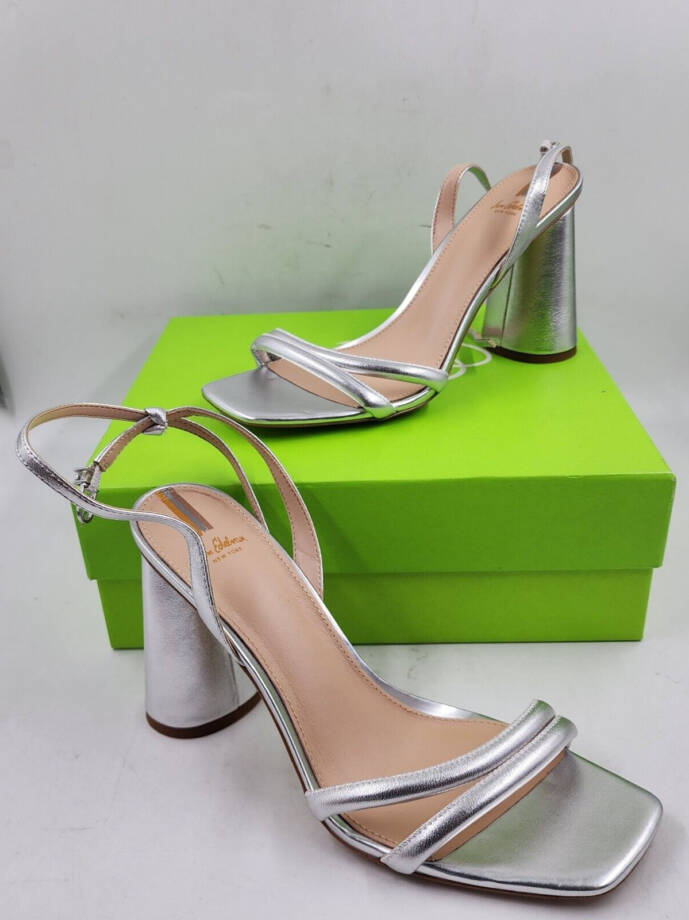 Sam Edelman Kia Ankle Strap High Heel Sandals Women's 9.5 Silver Buckle Closure