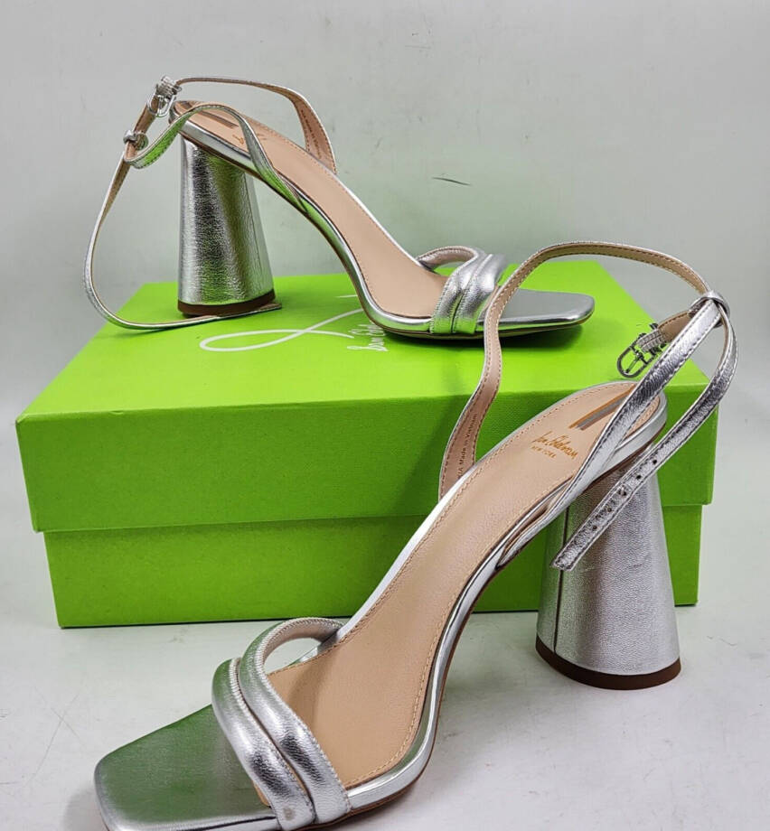 Sam Edelman Kia Ankle Strap High Heel Sandals Women's 9.5 Silver Buckle Closure