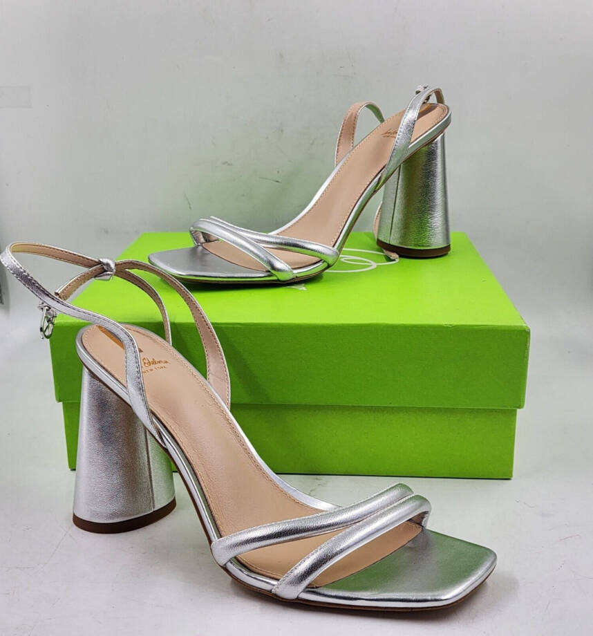 Sam Edelman Kia Ankle Strap High Heel Sandals Women's 9.5 Silver Buckle Closure
