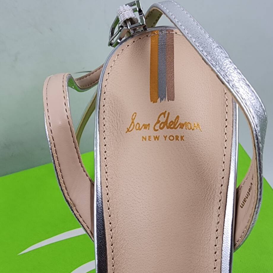 Sam Edelman Kia Ankle Strap High Heel Sandals Women's 9.5 Silver Buckle Closure
