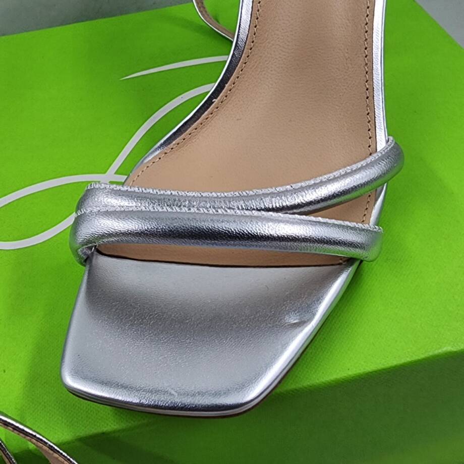 Sam Edelman Kia Ankle Strap High Heel Sandals Women's 9.5 Silver Buckle Closure