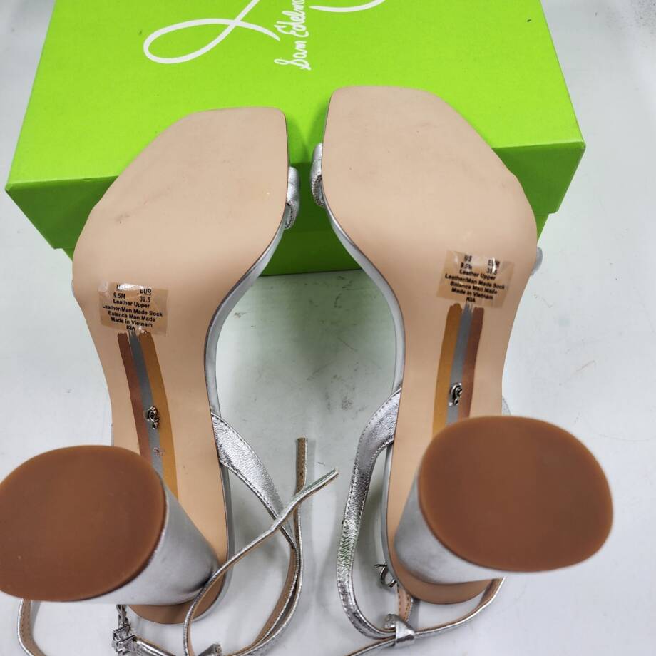 Sam Edelman Kia Ankle Strap High Heel Sandals Women's 9.5 Silver Buckle Closure