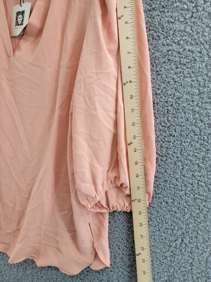 Anne Klein Women's 3/4-Sleeve Popover Blouse Women's M Warm Sand Split Neck