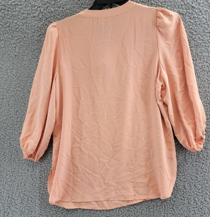 Anne Klein Women's 3/4-Sleeve Popover Blouse Women's M Warm Sand Split Neck