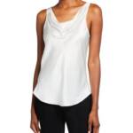 Cinq à Sept Sakura Silk Cowl-Neck Sleeveless Top Women's M Ivory Pullover Style