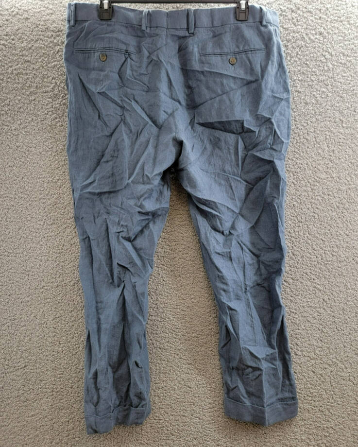 Polo Ralph Lauren Linen Pants Men's 40x30 Navy Heather Zip Hook & Bar Closure