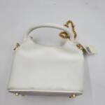 Elleme Leather Handle Bag Women's White Gold Chain Strap Magnetic Snap Closure
