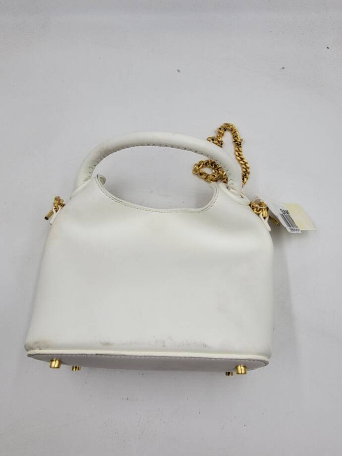 Elleme Leather Handle Bag Women's White Gold Chain Strap Magnetic Snap Closure