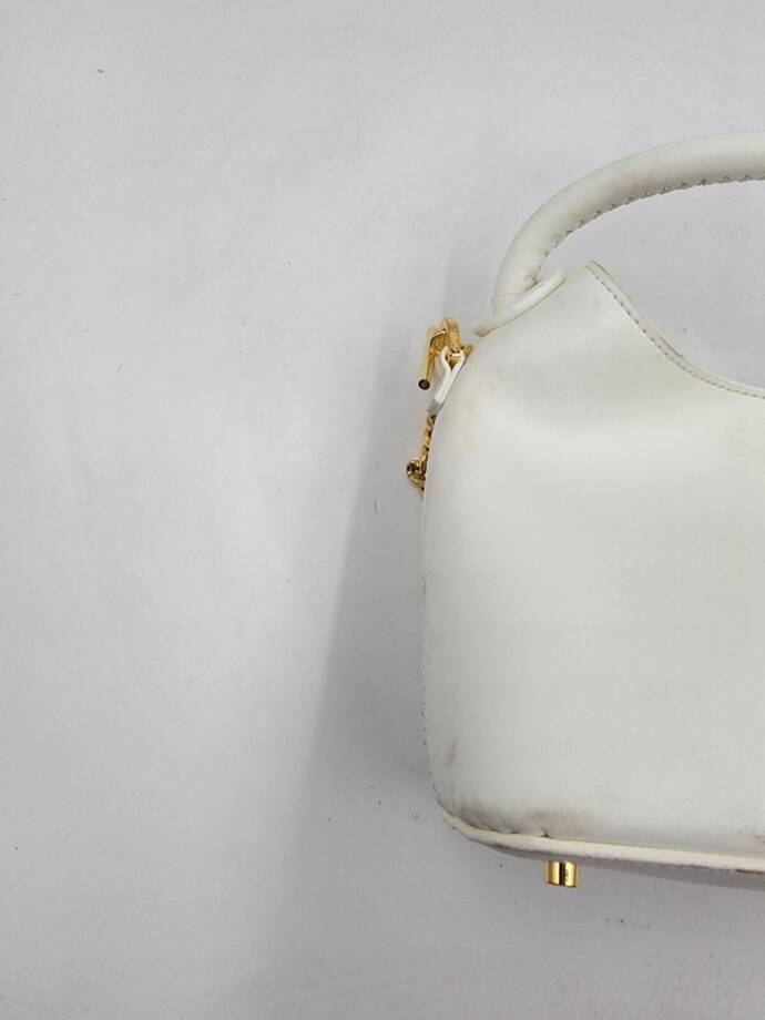 Elleme Leather Handle Bag Women's White Gold Chain Strap Magnetic Snap Closure