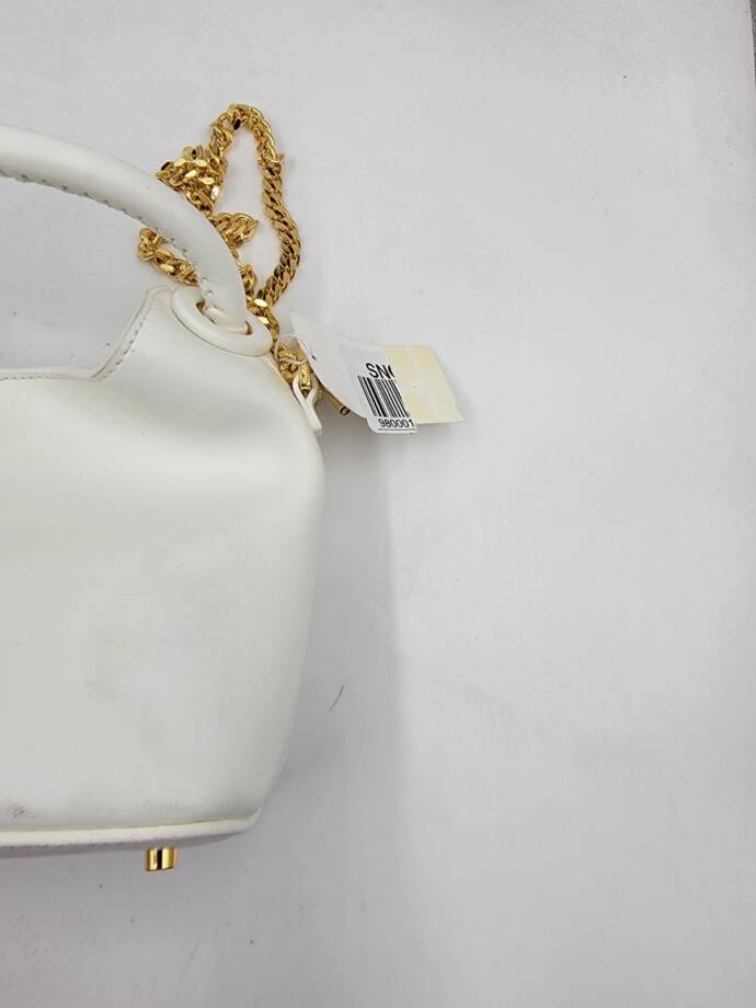 Elleme Leather Handle Bag Women's White Gold Chain Strap Magnetic Snap Closure