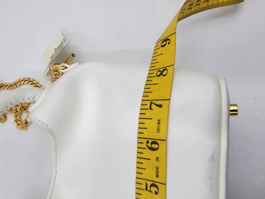 Elleme Leather Handle Bag Women's White Gold Chain Strap Magnetic Snap Closure