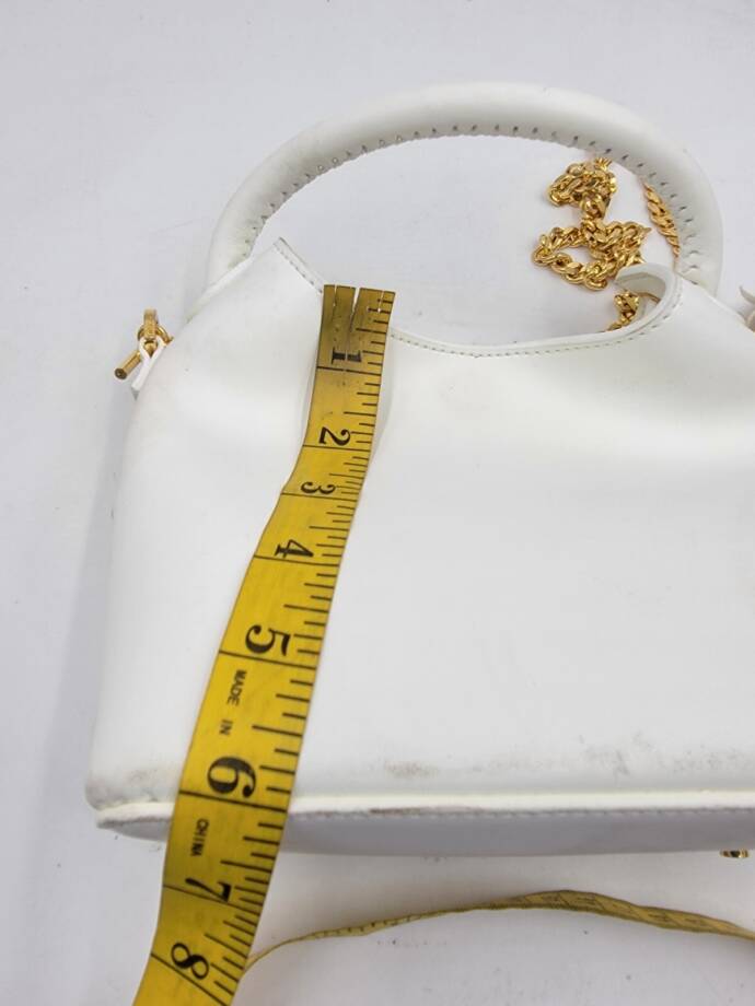 Elleme Leather Handle Bag Women's White Gold Chain Strap Magnetic Snap Closure